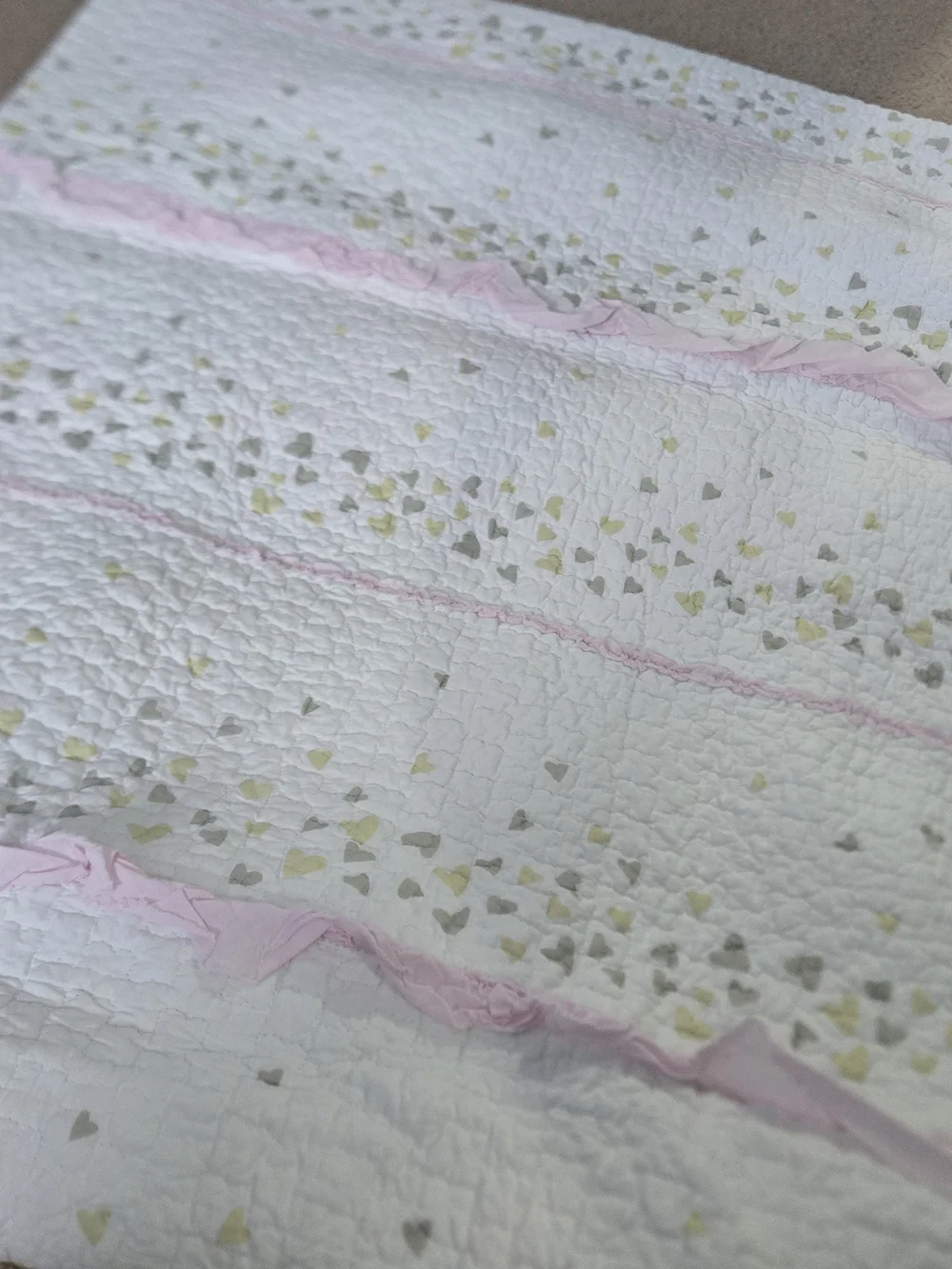 Cozy Line 100% Cotton TWIN Pink&Gold Hearts Quit And Sham Set